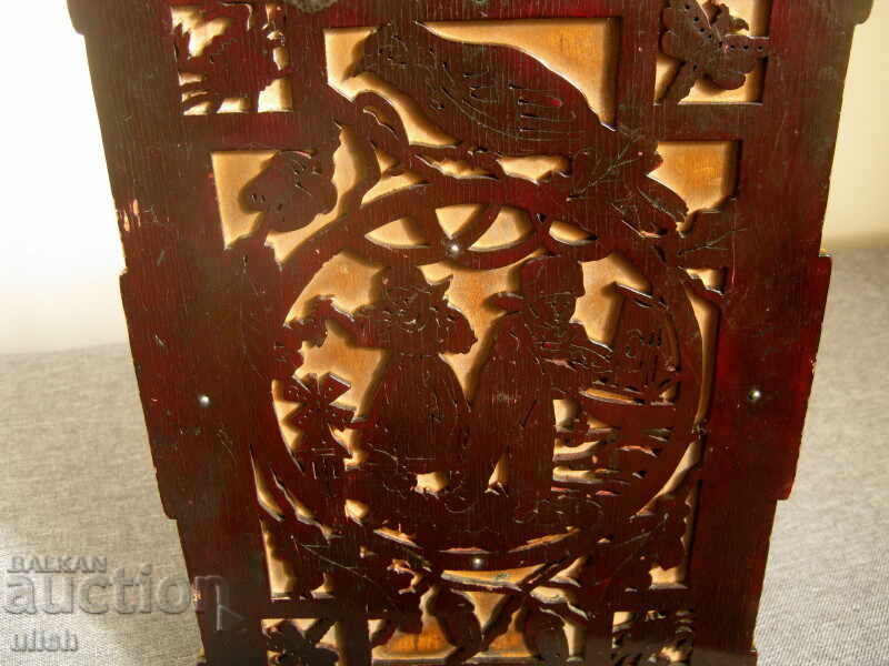 Τραμπ ξύλινη τέχνη παλιό καλλυντικό κουτί καθρέφτης - 6