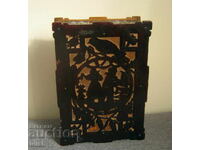 Tramp wooden art old cosmetic box mirror