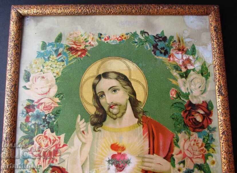 Αρχαία λιθογραφία σε χαρτί, εικόνα του Κυρίου Ιησού Χριστού με τιμή 40.00 BGN | € 20.45