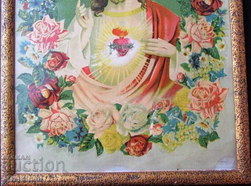 Auction  Antique lithograph icon of the Lord Jesus Christ