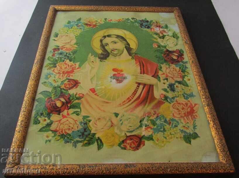 Αρχαία λιθογραφία σε χαρτί, εικόνα του Κυρίου Ιησού Χριστού - 6