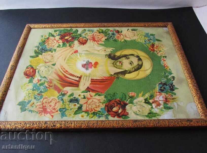 Αρχαία λιθογραφία σε χαρτί, εικόνα του Κυρίου Ιησού Χριστού - 7