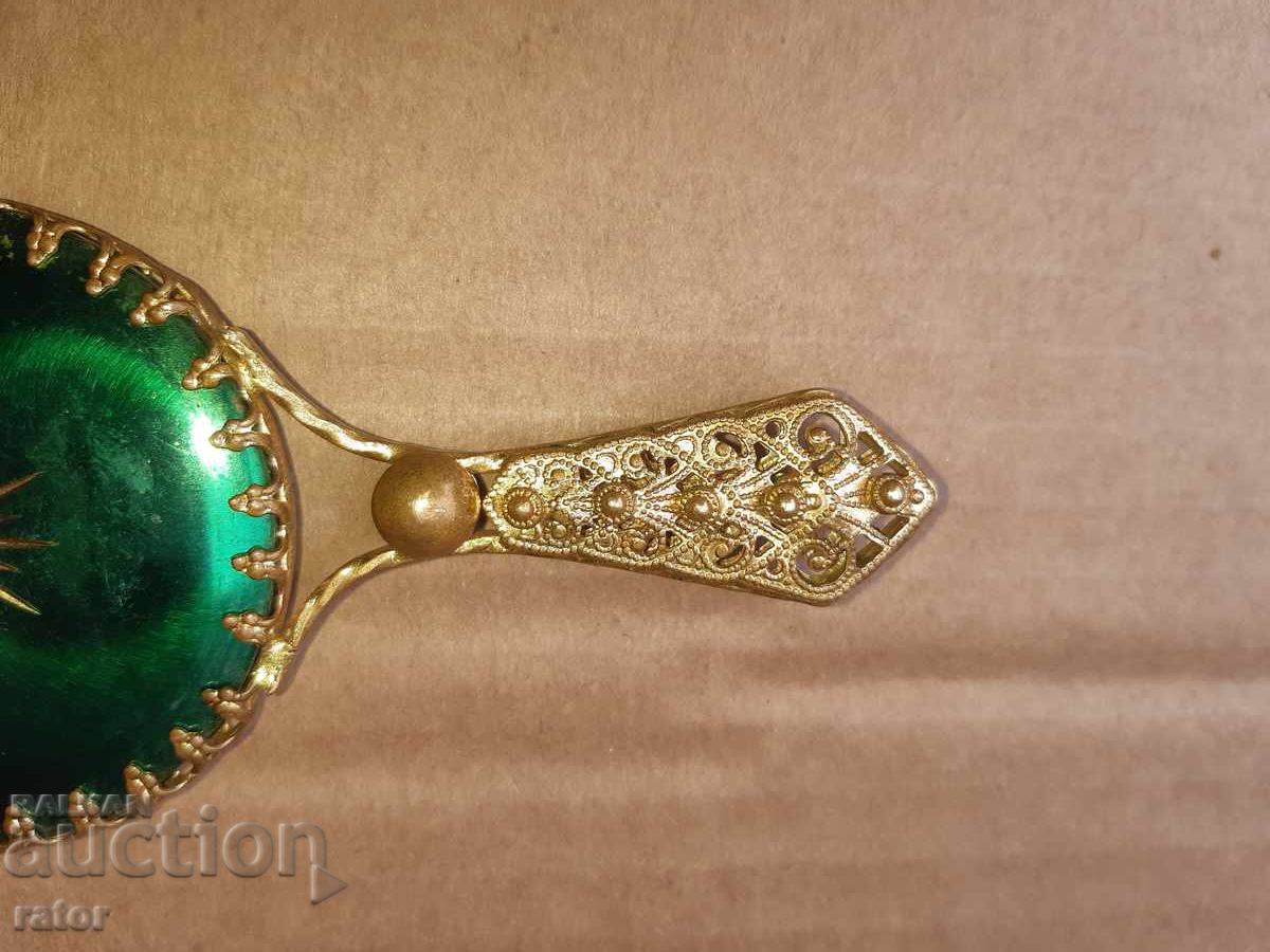 Παλιό όμορφο μπρούτζινο δαντελένιο καθρέφτης, καθρεφτάκι - 6 Παλιό όμορφο μπρούτζινο δαντελένιο καθρέφτης, καθρεφτάκι - 6