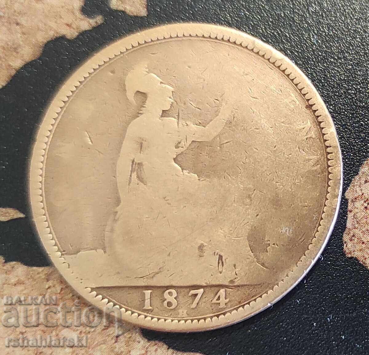 United Kingdom Coin 1 Penny, 1874 United Kingdom Coin 1 Penny, 1874