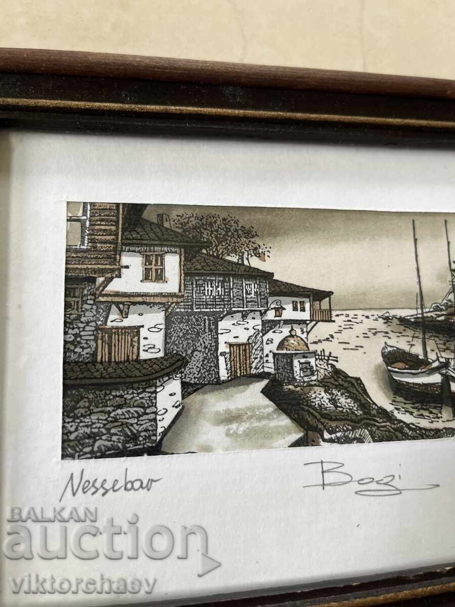 Μικρός πίνακας - "Νεσέμπαρ" χαρακτικό 1998 έτους Μπόγκι με τιμή 35.00 BGN | € 17.90 Μικρός πίνακας - "Νεσέμπαρ" χαρακτικό 1998 έτους Μπόγκι με τιμή 35.00 BGN | € 17.90