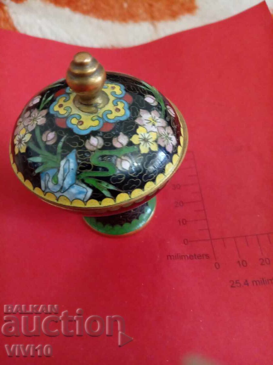 Cutie veche de bijuterii cloisonné 8cm