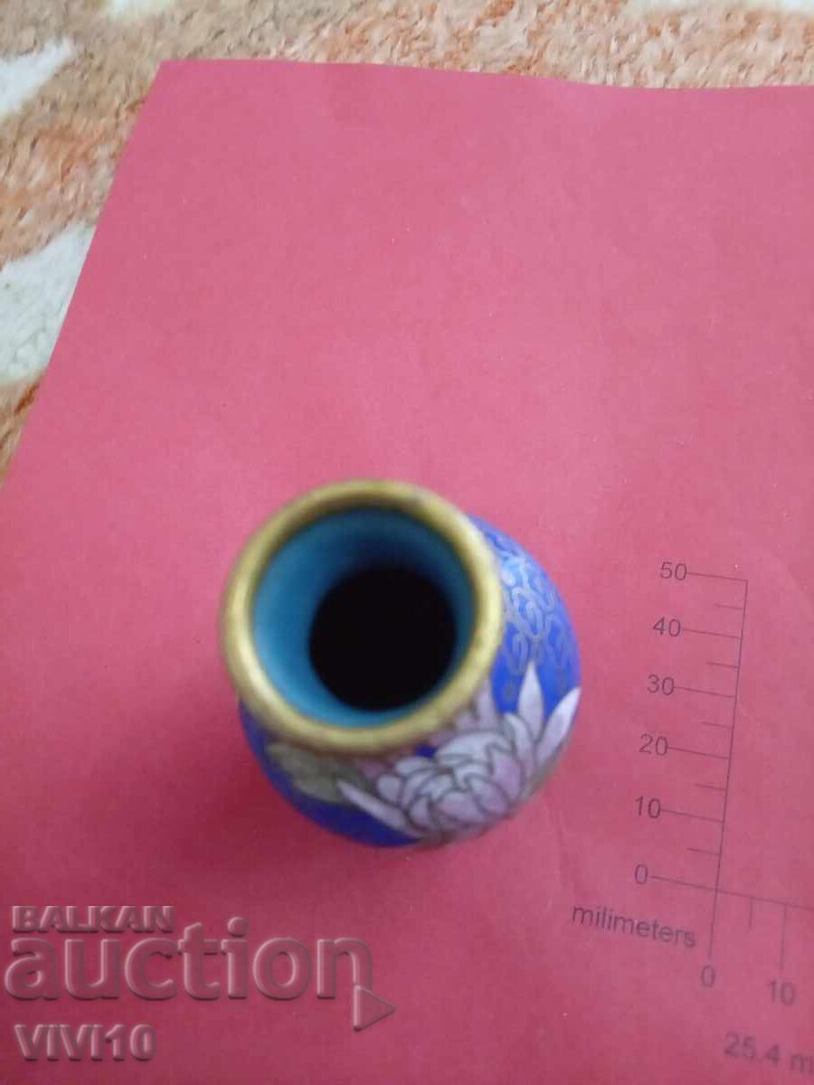 Аукцион Старинна вазичка емаил ,клазоне 9см