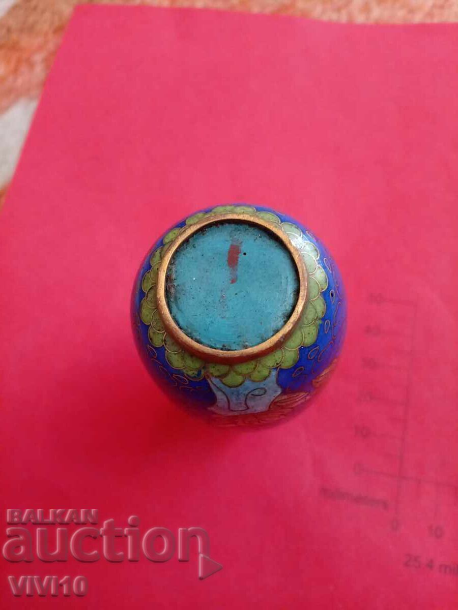 Livrarea Vază veche email, cloisonné 9cm Livrarea Vază veche email, cloisonné 9cm