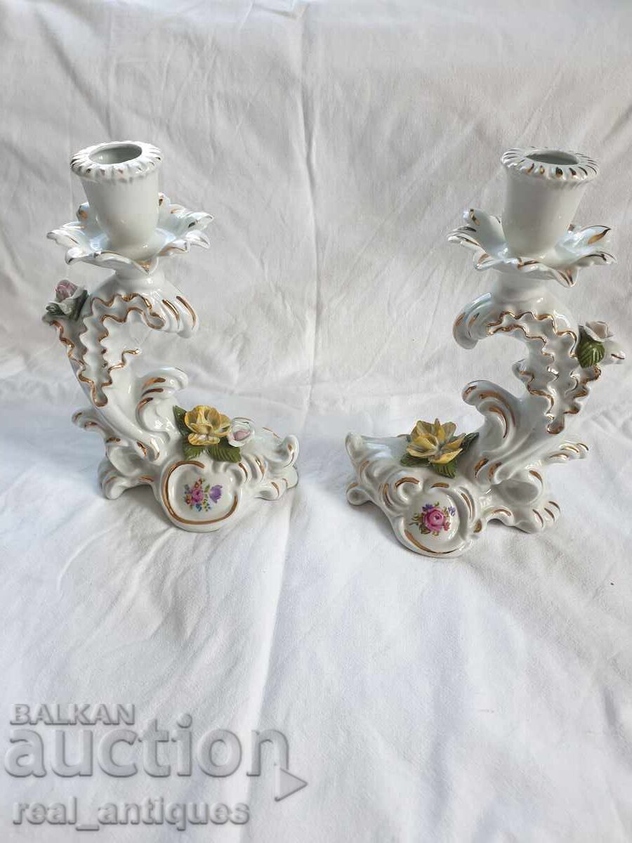 Set of porcelain candlesticks