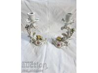 Set of porcelain candlesticks
