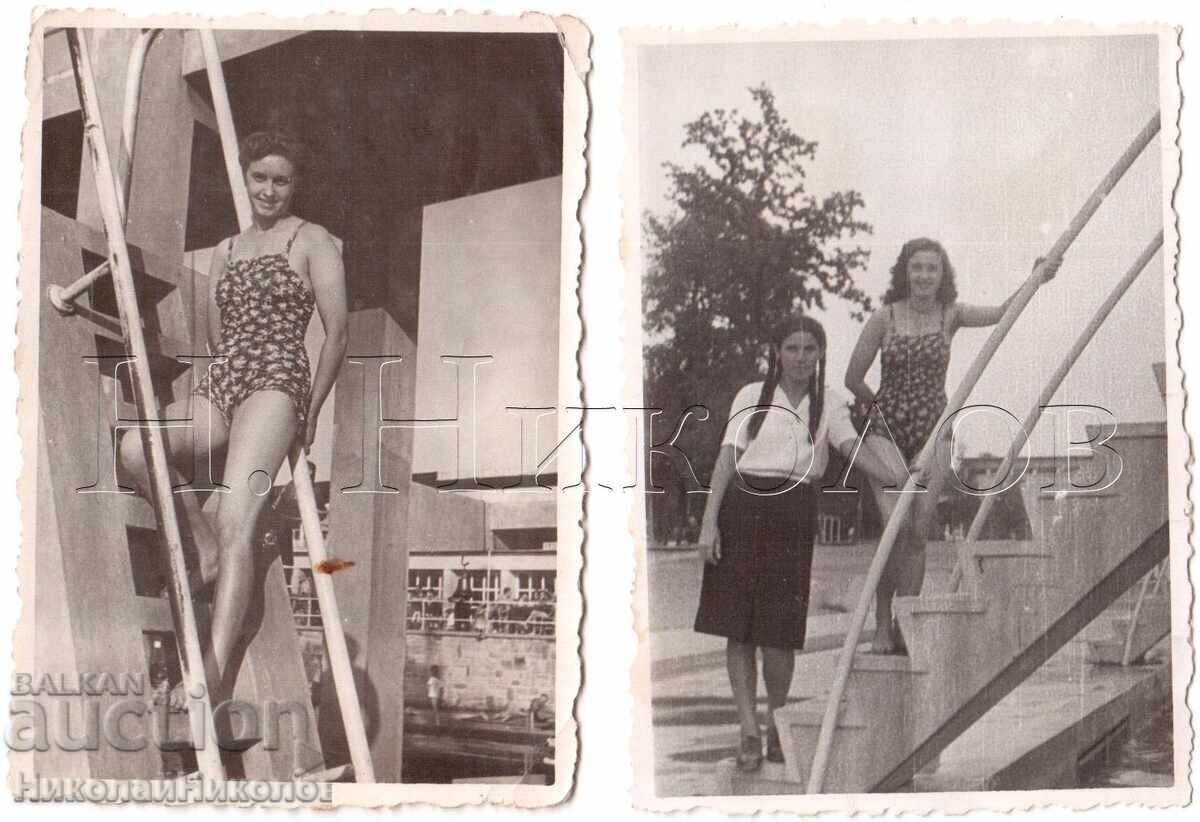 1945 ЛОТ 2 МАЛКИ СТАРИ СНИМКИ ЛЯТНА КЪПАЛНЯ МАРИЯ ЛУИЗА Д887