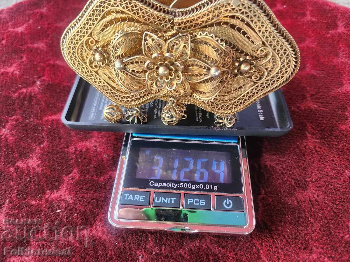 Ottoman city belt, silver belt with gold plating - 7