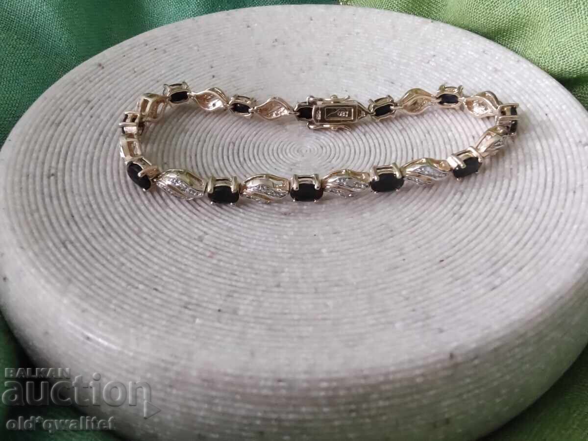 Auction  Silver bracelet, silver with gold plating, Sapphires