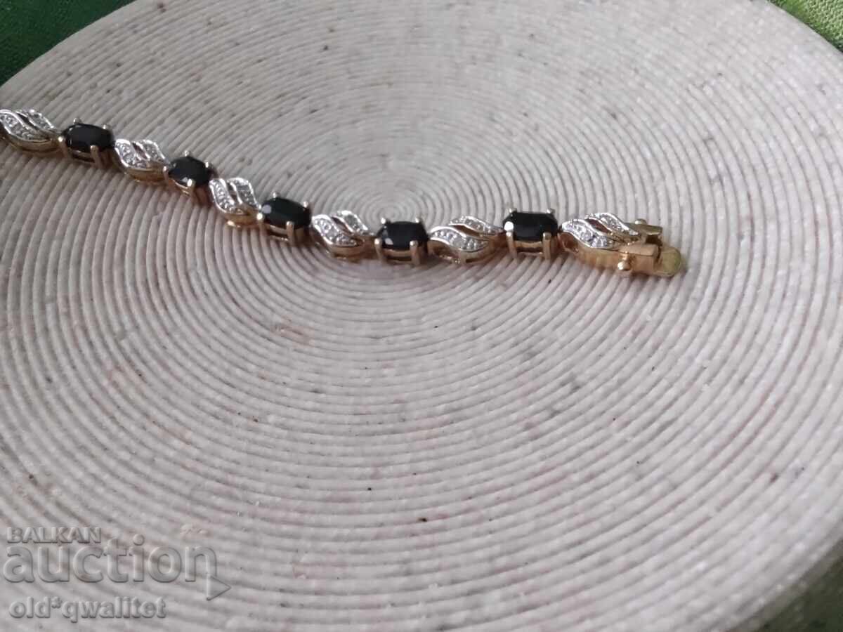 Silver bracelet, silver with gold plating, Sapphires - 5
