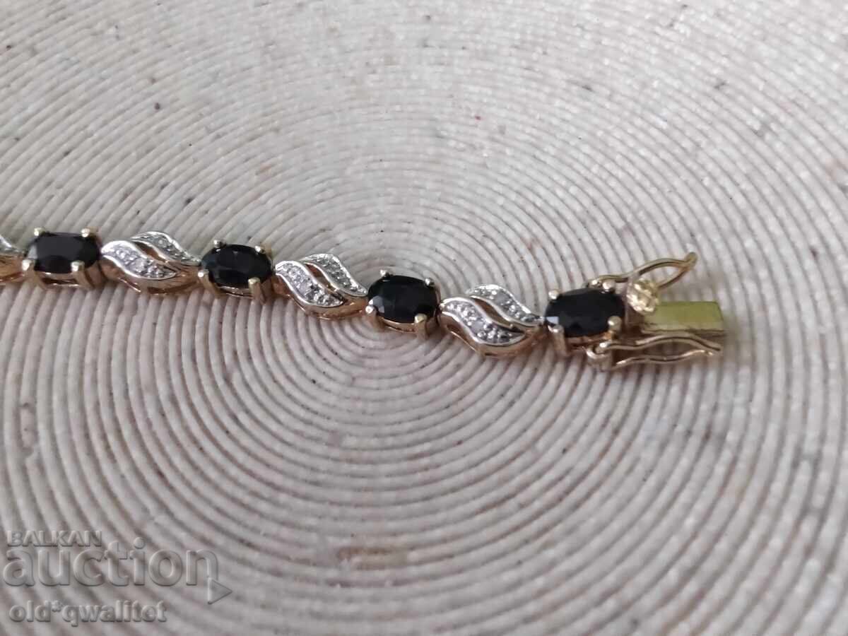 Silver bracelet, silver with gold plating, Sapphires - 6
