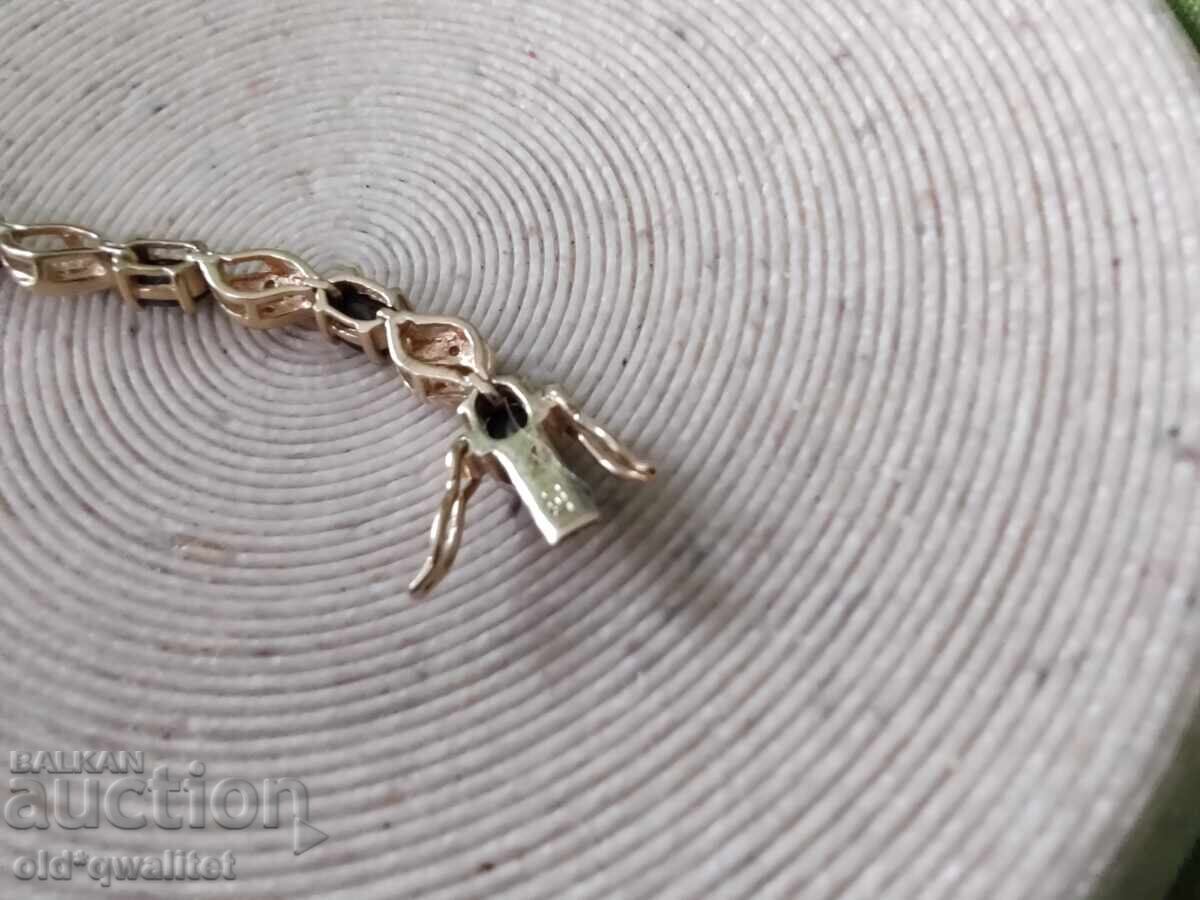 Silver bracelet, silver with gold plating, Sapphires - 7