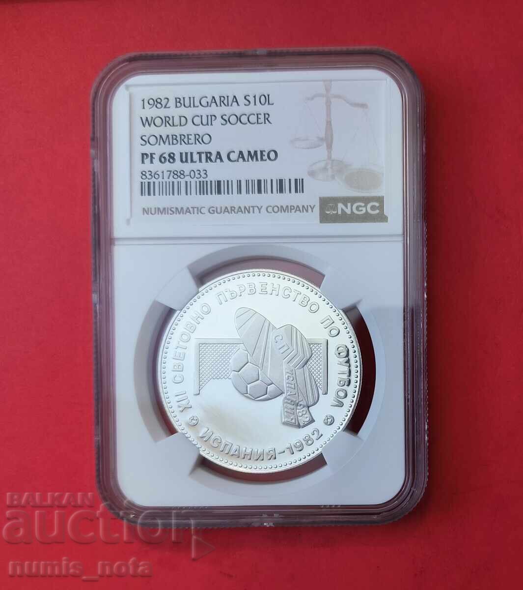 10 λέβα 1982 γ. Σομπρέρο NGS PF 68