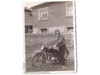 Small old photo of a Vidin young man with a motor motorcycle D903