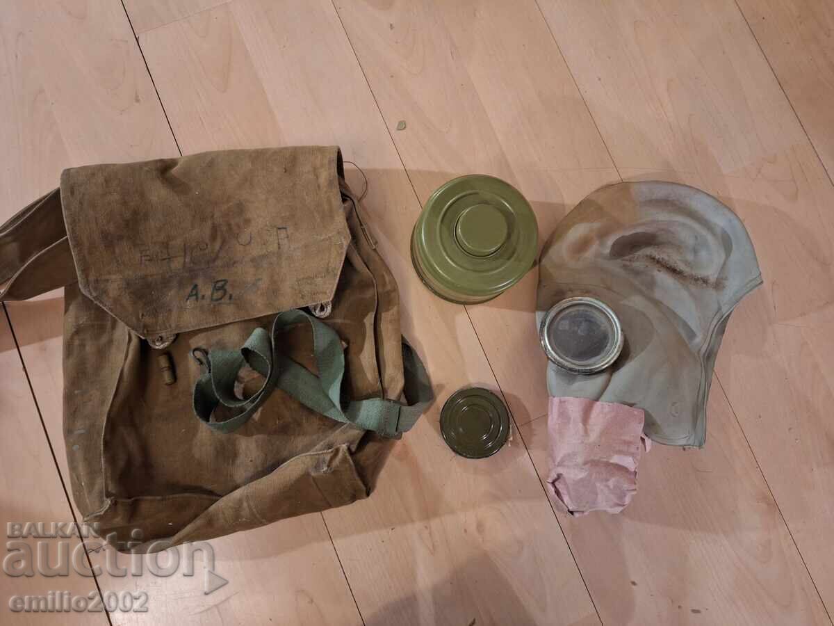 Σετ στρατιωτικής μάσκας αερίου σε τσάντα 0