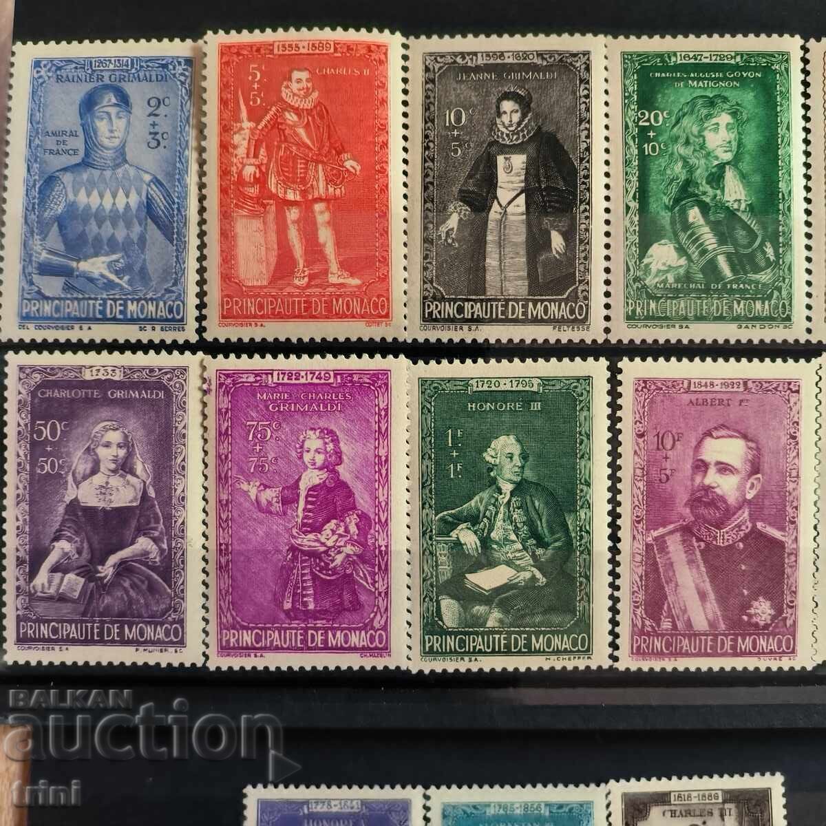 Monaco 1942. Portraits of Rulers Complete Set MNH with price 40.00 BGN | € 20.45