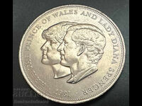 England Crown 25 Pence 1981 Queen Elizabeth II