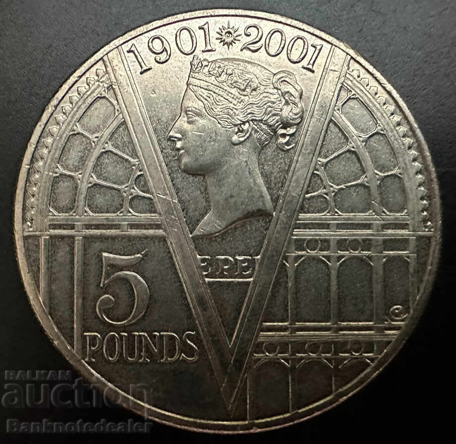 Anglia 5 Lire Coroană 2001 Regina Elisabeta a II-a cu preț 24.00 BGN | € 12.27