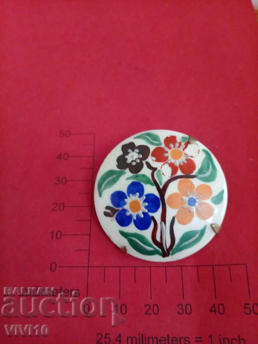 Antique Porcelain Brooch, s.i.s.c.o