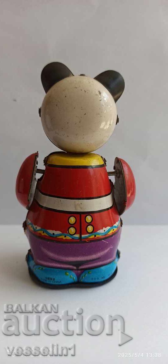 Аукцион Стара ламаринена играчка навиваща работи мече панда