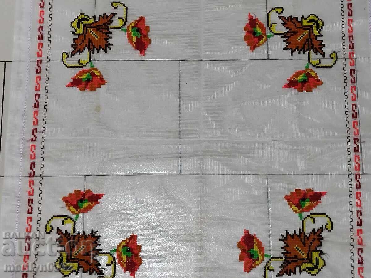 Auction  Old embroidered square, 0.65/0.65 meters, tulle
