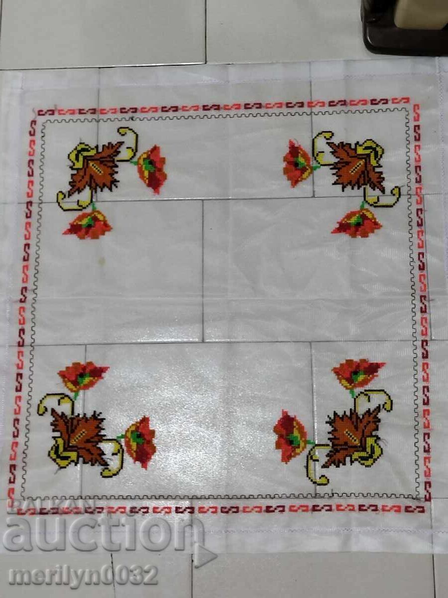 Old embroidered square, 0.65/0.65 meters, tulle