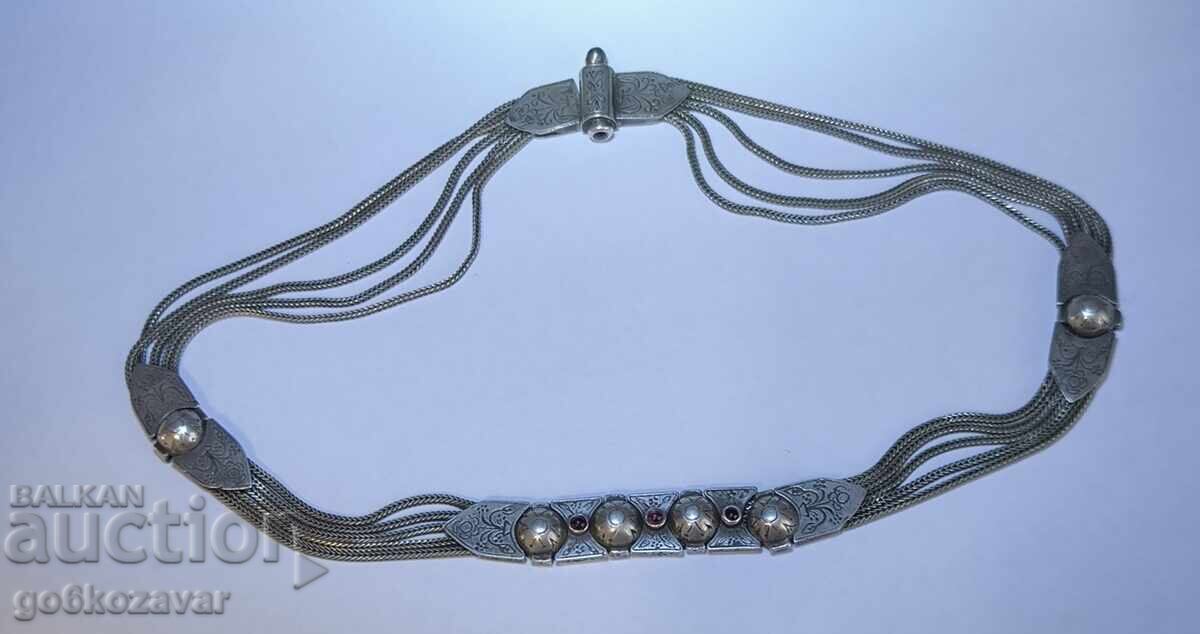 Δημοπρασία Αρχαίο Ασημένιο Κολιέ, Γρανάτες Ασήμι 950 Τέλειο!