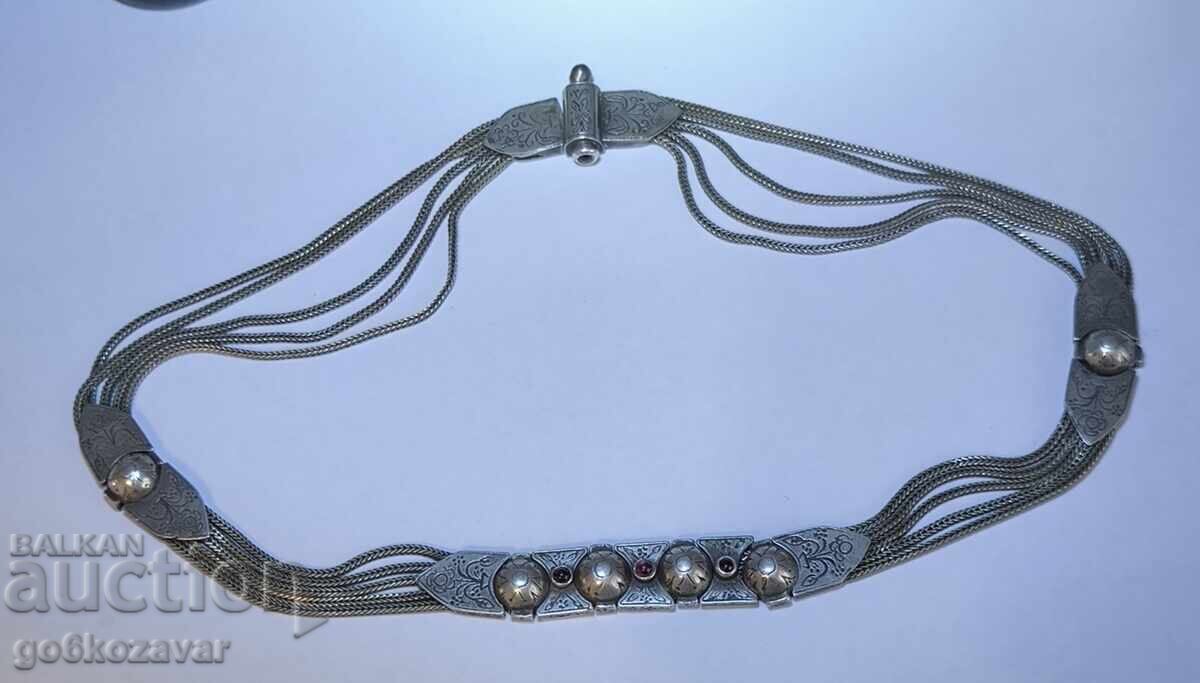 Αρχαίο Ασημένιο Κολιέ, Γρανάτες Ασήμι 950 Τέλειο!