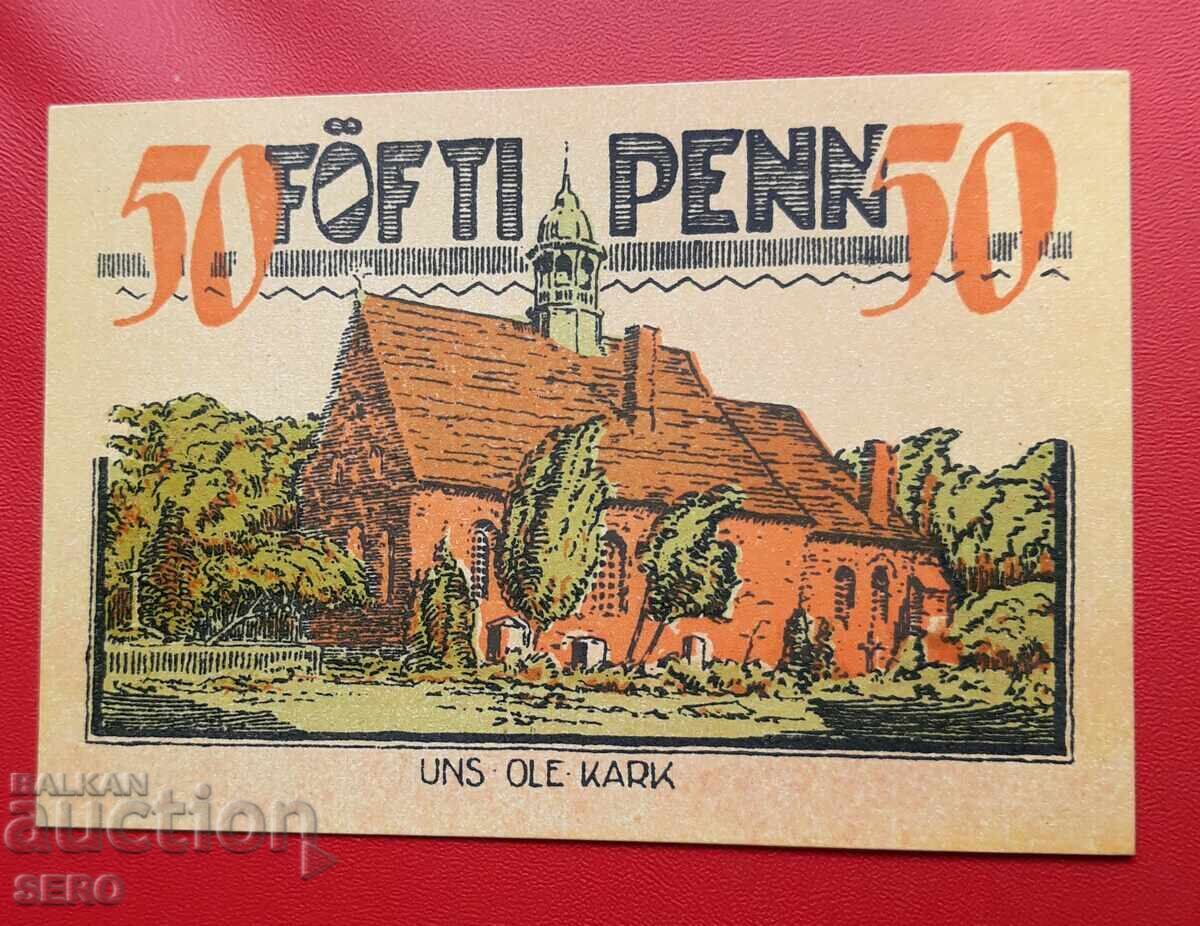 Banknote - Germany - Schleswig-Holstein - Bredstedt - 50 Pfennig 1921 Banknote - Germany - Schleswig-Holstein - Bredstedt - 50 Pfennig 1921