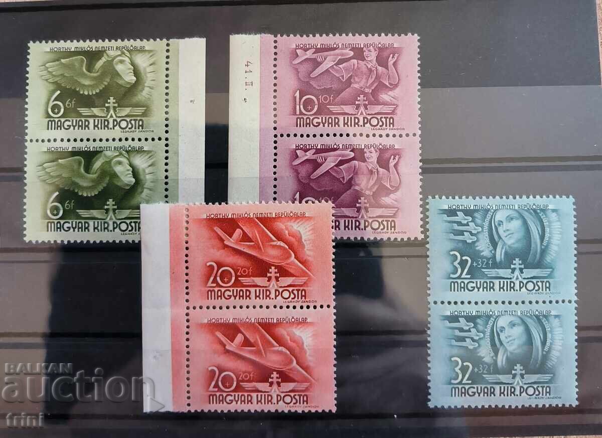 Hungary 1941 Aviation Foundation complete set MNH pairs