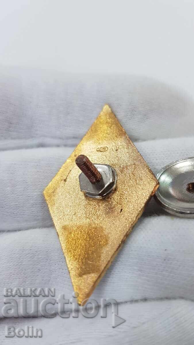 Semn de absolvire a universității, placat cu aur, URSS - 6