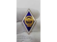 Semn de absolvire a universității, placat cu aur, URSS