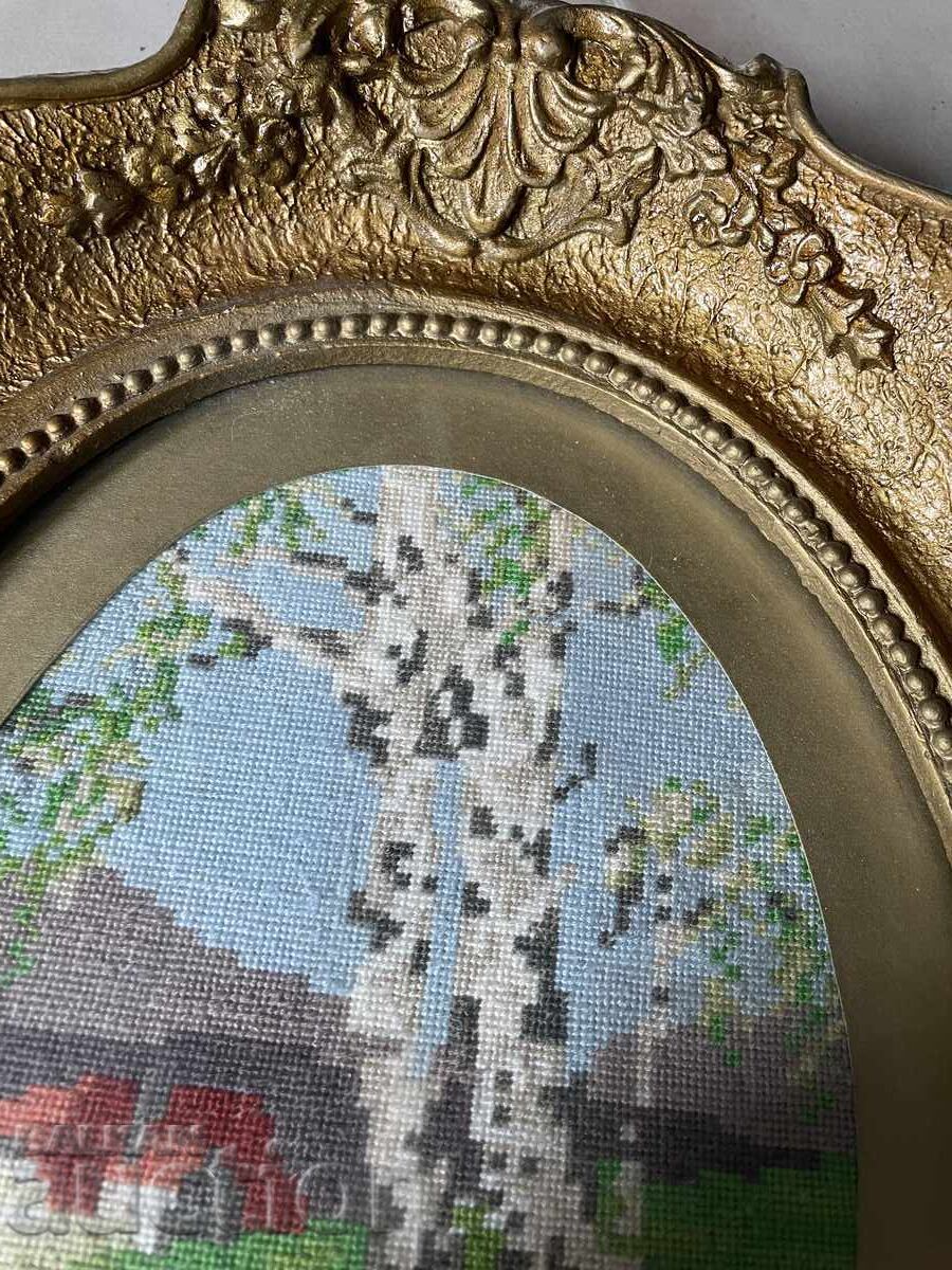 Гоблен Брезички-35/28 см стара дървена рамка с цена € 25.95 | 50.75 лв.