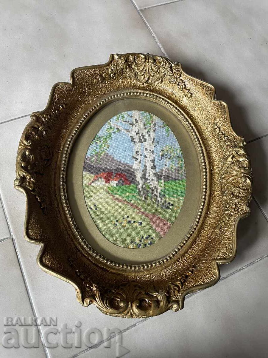 Гоблен Брезички-35/28 см стара дървена рамка Гоблен Брезички-35/28 см стара дървена рамка