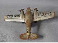 Vechiă Jucărie Mecanică Metalică Germană Avion TRO 345