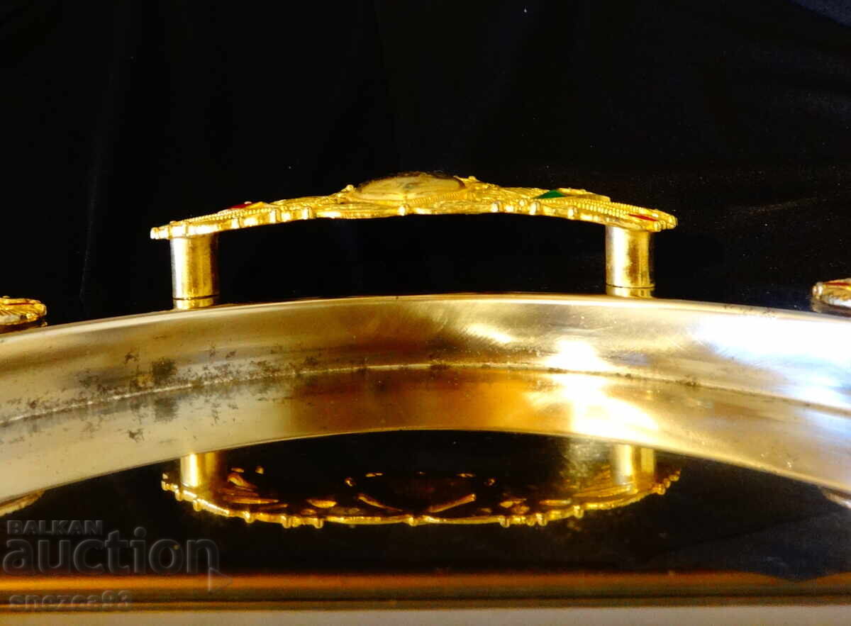 Ασημένιο δίσκος, παγώνια, επιχρυσωμένες λαβές - 5 Ασημένιο δίσκος, παγώνια, επιχρυσωμένες λαβές - 5