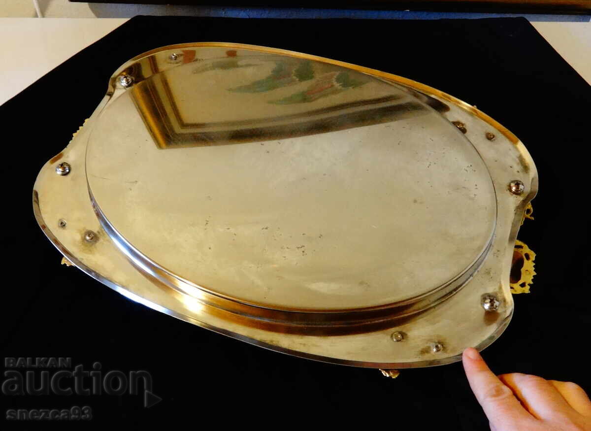 Ασημένιο δίσκος, παγώνια, επιχρυσωμένες λαβές - 6 Ασημένιο δίσκος, παγώνια, επιχρυσωμένες λαβές - 6