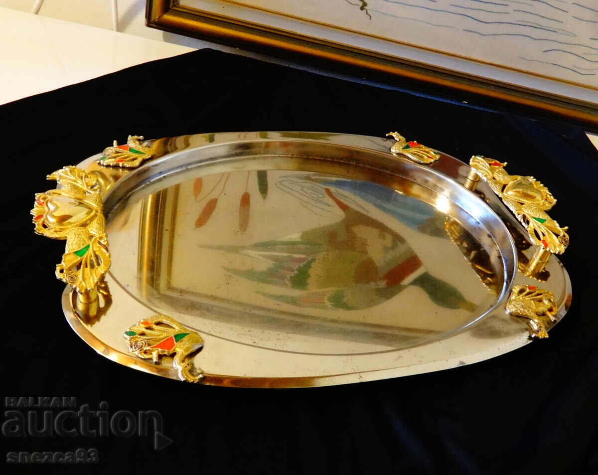 Ασημένιο δίσκος, παγώνια, επιχρυσωμένες λαβές - 7 Ασημένιο δίσκος, παγώνια, επιχρυσωμένες λαβές - 7