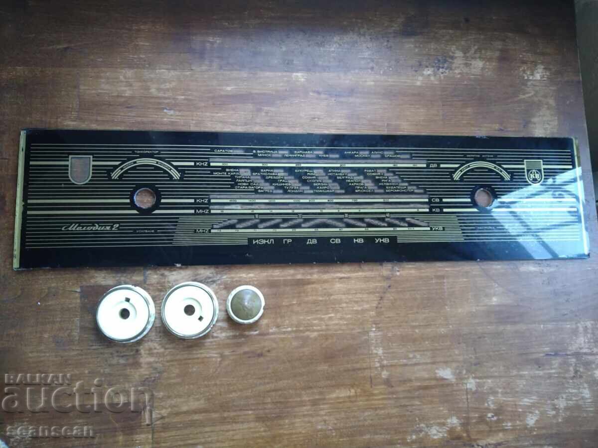 Sticlă scală pentru radio cu lămpi Melodia 2 și butoane