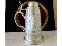 Cană de cositor 1.5 l, 1.3 kg, vânătoare, poker