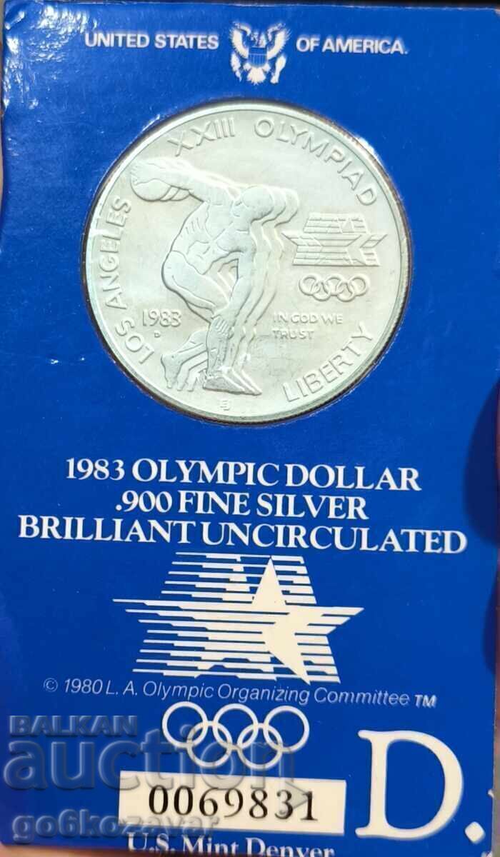 Сащ 1 Долар 1983г Сребро Юбилейни UNC с цена 89.90 лв. | € 45.97 Сащ 1 Долар 1983г Сребро Юбилейни UNC с цена 89.90 лв. | € 45.97