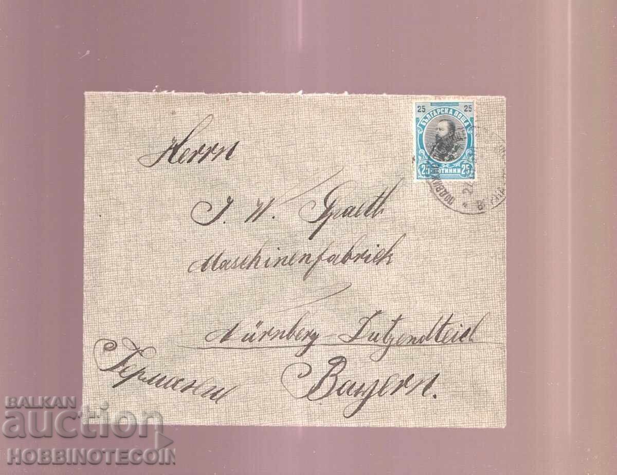 BULGARIA TRAVELLED ENVELOPE 25 St FERDINAND PP VARNA GERMANY 1910
