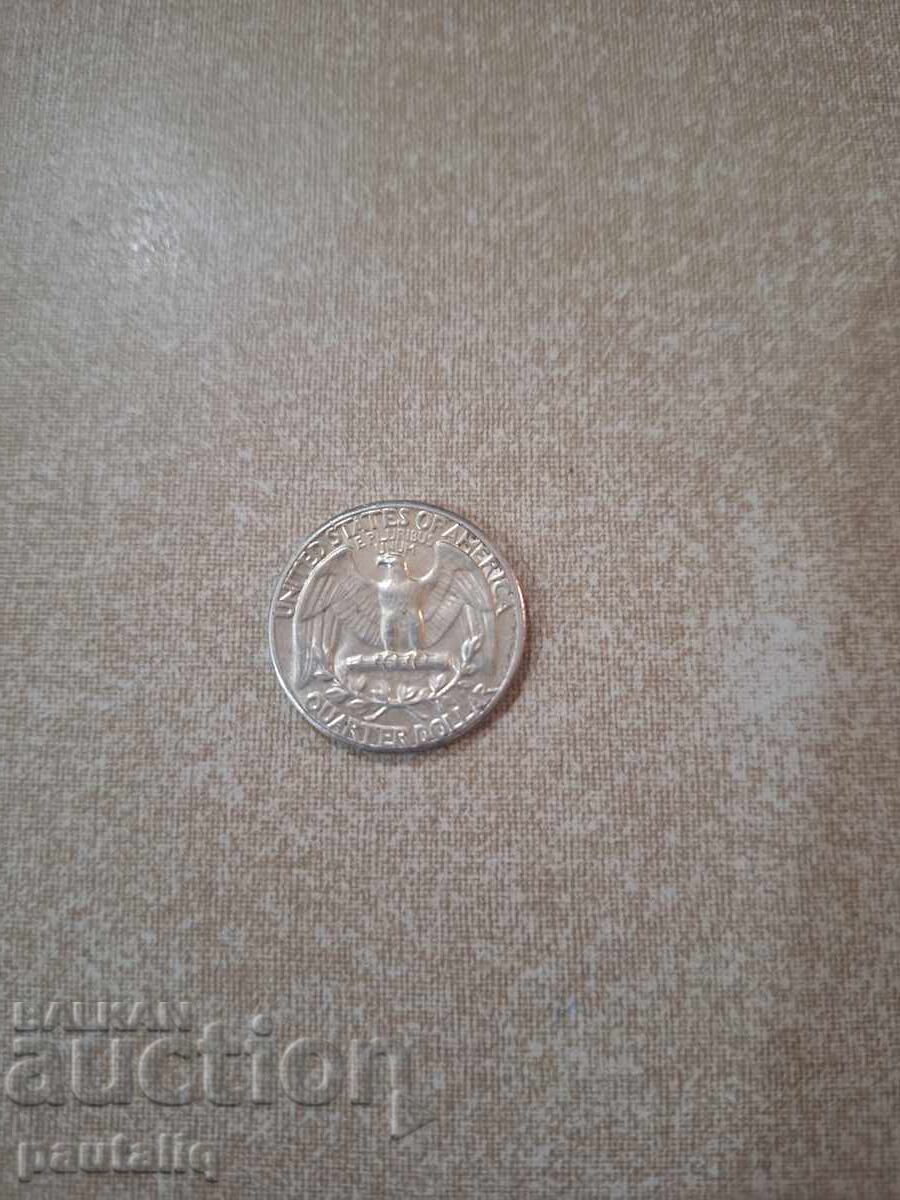 25 цента 1964 г Сребро САЩ с цена 17.00 лв. | € 8.69