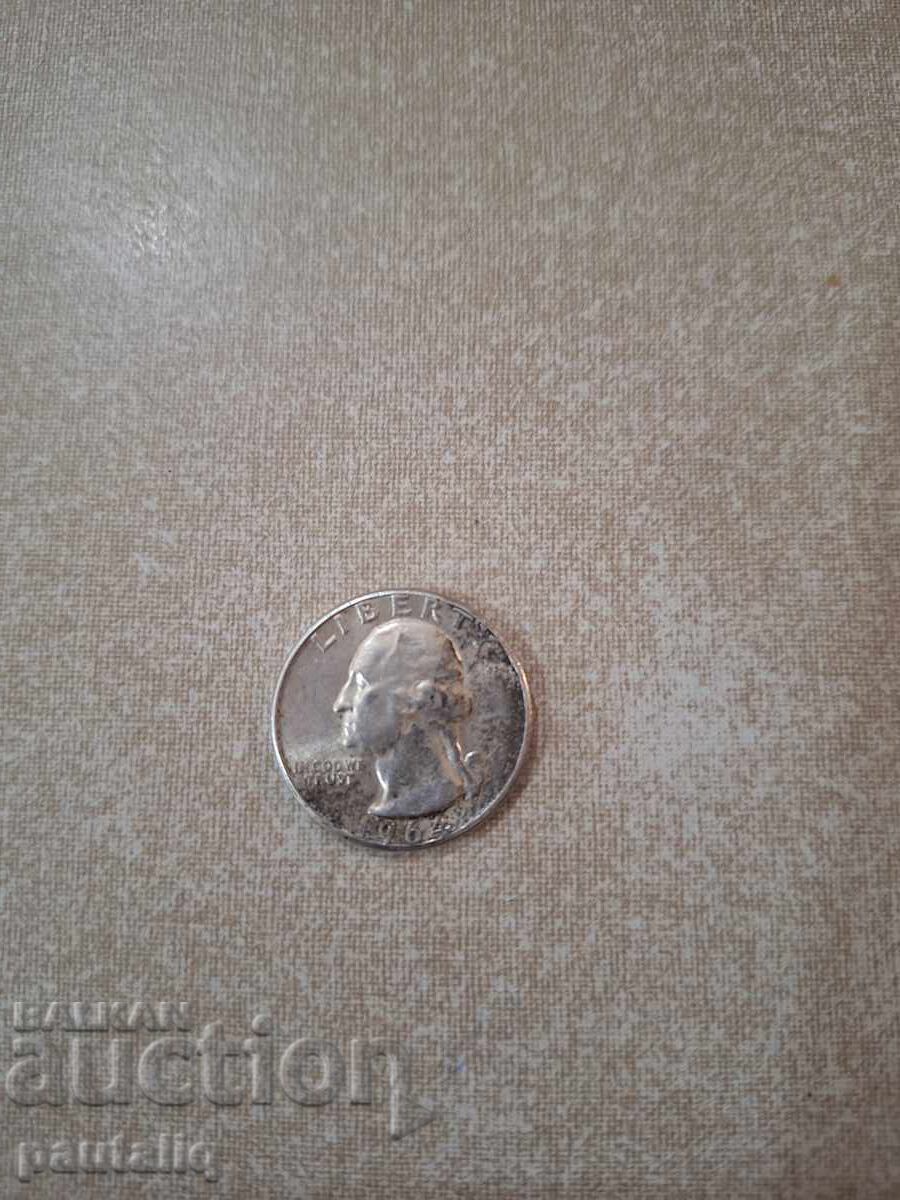 25 цента 1964 г Сребро САЩ