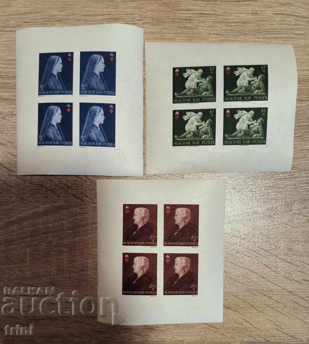 Hungary 1942 Red Cross complete set MNH sheets imperf