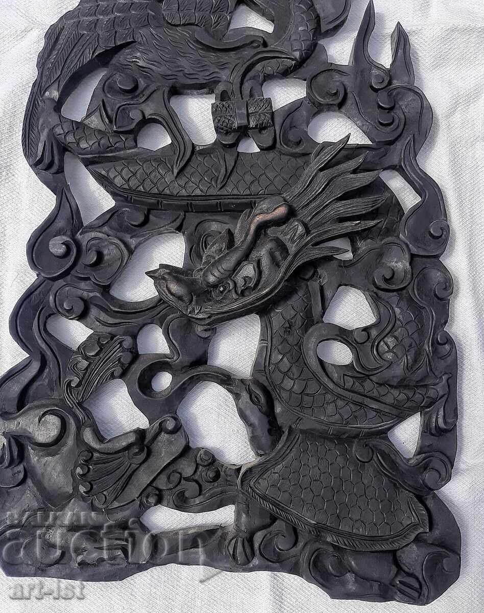 Много красива дърворезба с Китайски дракон ,птица Феникс. - 5